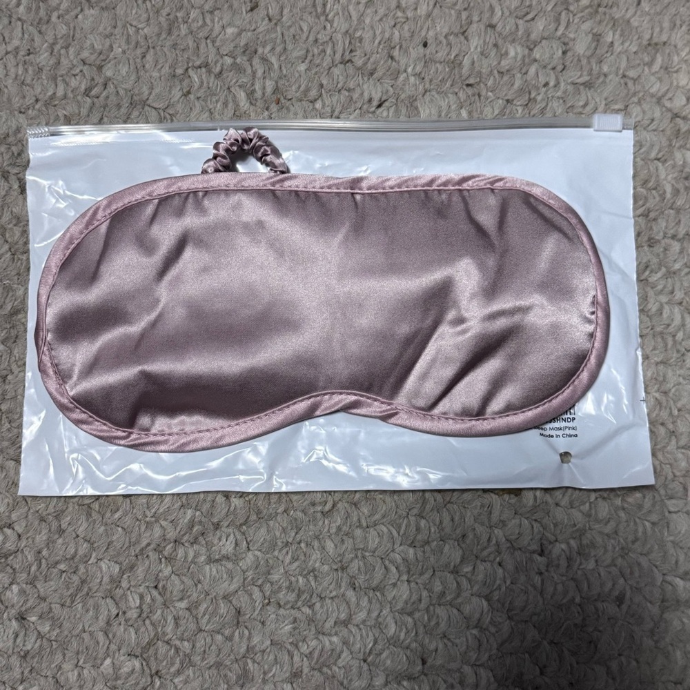 LuluSilk pink mulberry silk sleep eye mask blindfold elastic headband travel NEW